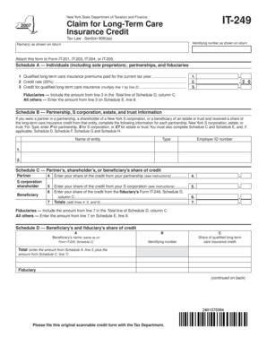New York Long-Term Care Insurance Credit Form IT-249