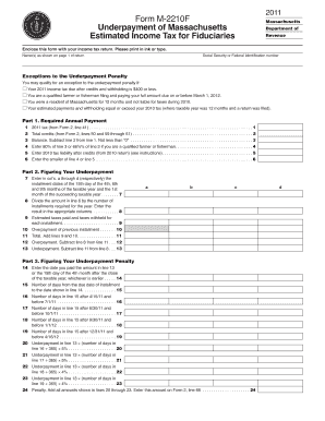 Massachusetts Form M-2210F Underpayment Penalty