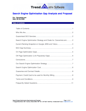 seo gap analysis format