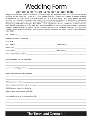 Wedding Announcement Form