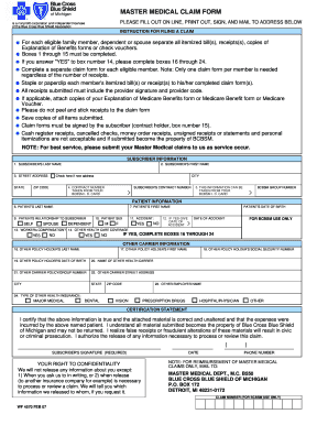 BCBSM Master Medical Claim Form - lssu