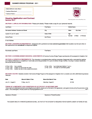 loyola bridge program housing contract form