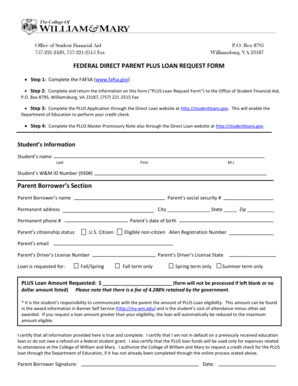 Federal Direct Parent PLUS Loan Request Form