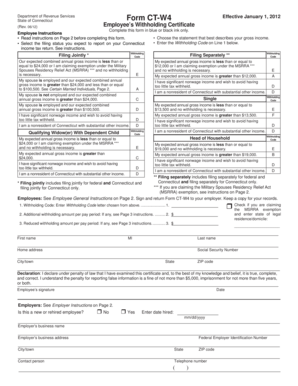 How to fill out a w4 for a single person - 06/12) Effective January 1, 2012 Form CT-W4 Employee s Withholding Certi - ccc commnet