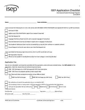 ISEP Application Checklist