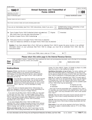 IRS Form 1042-T 2008
