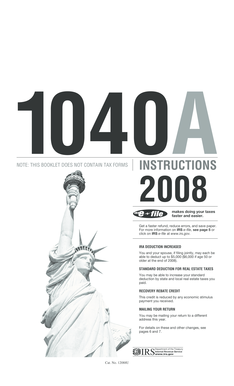 IRS Form 1040A Instructions 2008