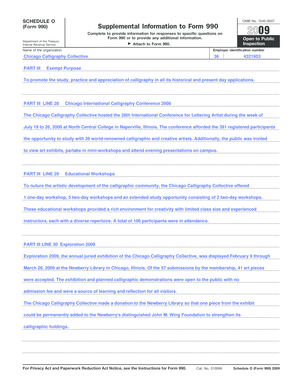 Schedule O Form 990 Supplemental Information