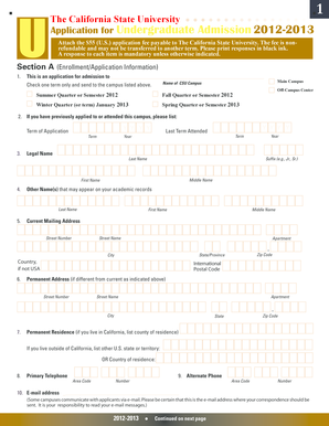 California State University Undergraduate Admission Form