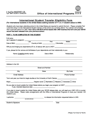 International Student Transfer Eligibility Form