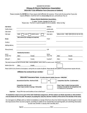 OBA registration form - Badminton Ottawa