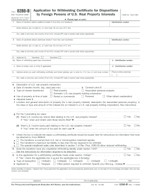 Form 8288-B Application for Withholding Certificate