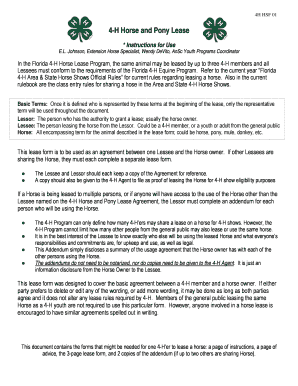 4-H Horse and Pony Lease Agreement