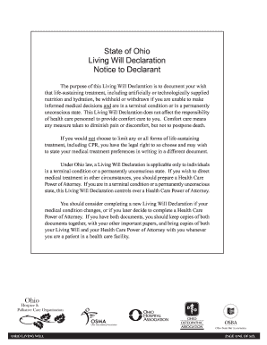 Ohio Living Will Declaration