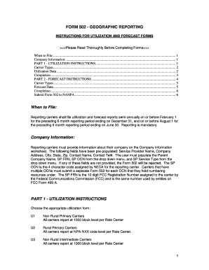 Form 502 - Geographic Reporting