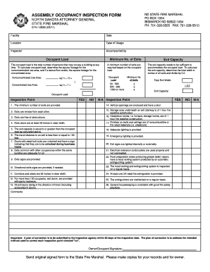 assembly occupancy requirements north dakota form