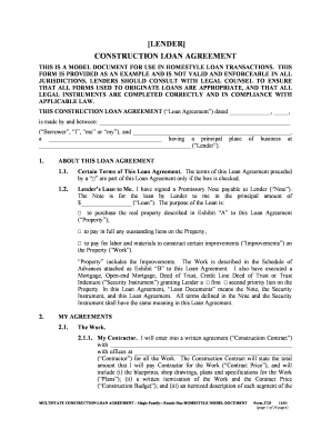 multi state construction loan agreement form