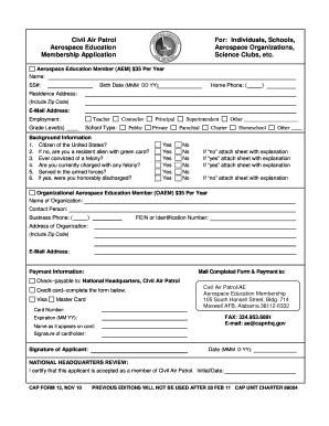Civil Air Patrol Aerospace Education Membership Application