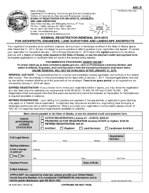 Alaska Architect Engineer Land Surveyor Renewal Form