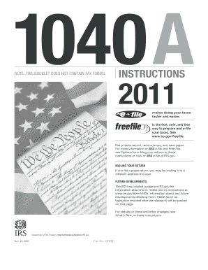 IRS 1040A Instructions 2011