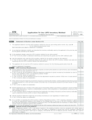 Form 970 LIFO Inventory Method Application