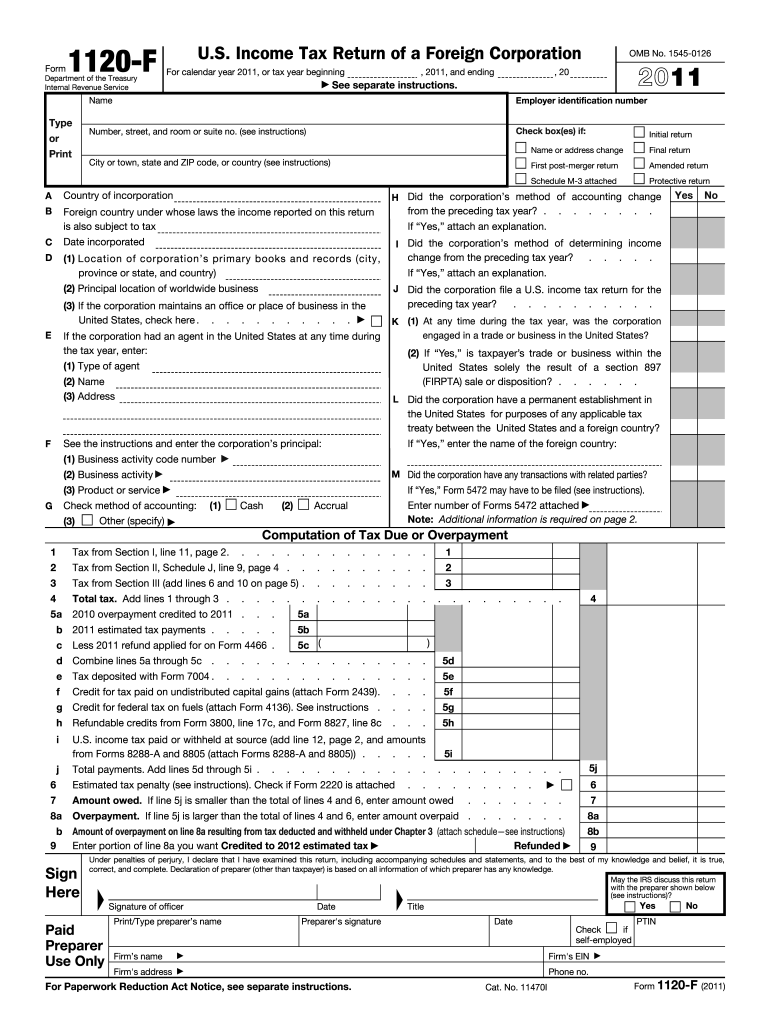 2011 form 1120 f Preview on Page 1