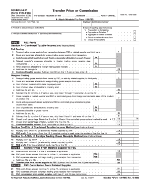 Schedule P Transfer Price or Commission Form 1120-FSC