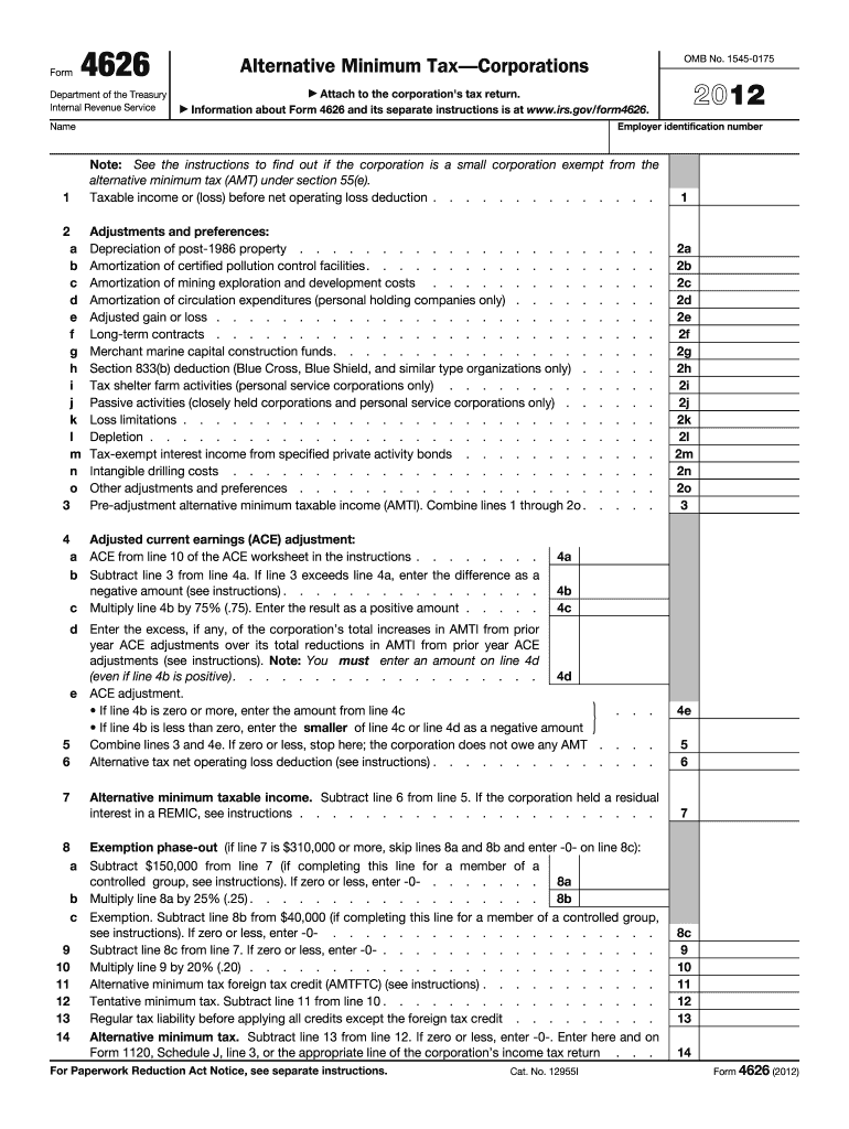 irs form 4626 for 2011 Preview on Page 1.