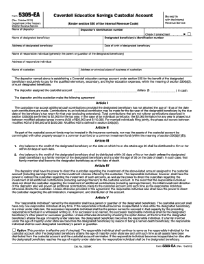 Coverdell Education Savings Custodial Account Form 5305-EA