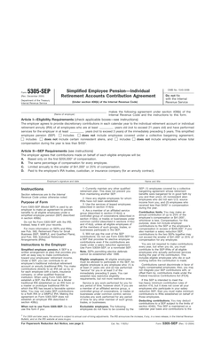 Form 5305-SEP Simplified Employee Pension Agreement