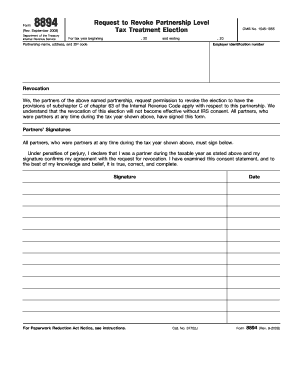 Form 8894 Partnership Tax Treatment Revocation