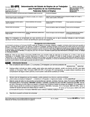 Formulario SS-8PR Determinación del Estado de Empleo de un Trabajador