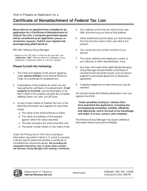 Certificate of Nonattachment of Federal Tax Lien Application
