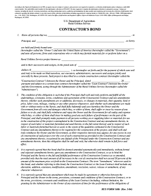 USDA Contractor's Bond Form 168b