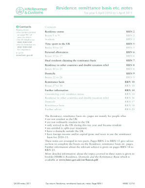 Residence Remittance Basis Etc Notes - Fill Online, Printable, Fillable ...