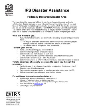 IRS Disaster Assistance Form