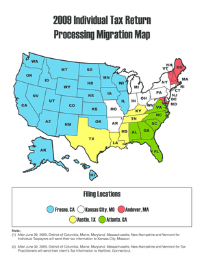 2009 Individual and Business Tax Return Processing Migration Map