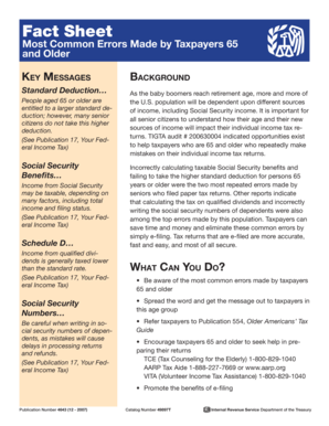 IRS Fact Sheet on Common Tax Errors for Seniors