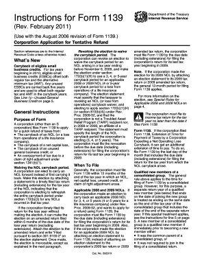 IRS Form 1139 Instructions