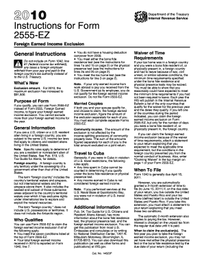 Instructions for Form 2555-EZ