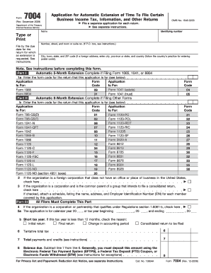 IRS Form 7004 Application