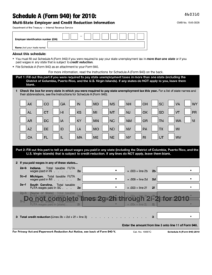 Schedule A (Form 940) for 2010