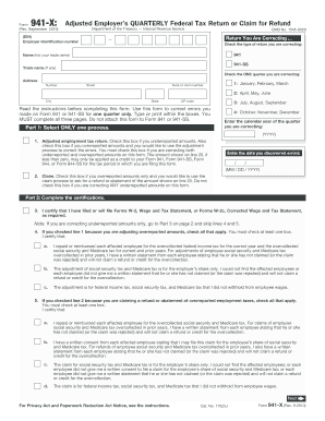 Form 941-X Adjusted Employer's Quarterly Federal Tax Return