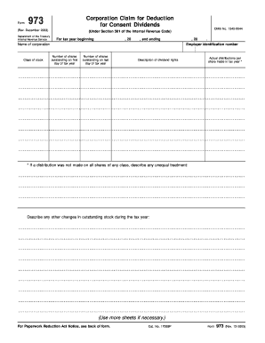 IRS Form 973 for Consent Dividends