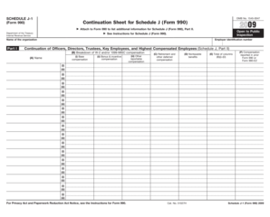 Schedule J-1 Form 990 Continuation Sheet