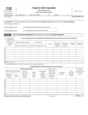 IRS Form 1118 Foreign Tax Credit Corporations