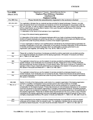 IRS Form 8398 Employee Leasing Checksheet