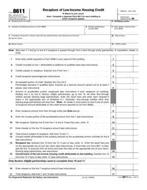 Form 8611 O Recapture of Low-Income Housing Credit