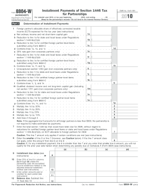 Form 8804-W Worksheet for Partnerships