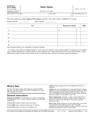 Schedule 6 Form 8849 Other Claims
